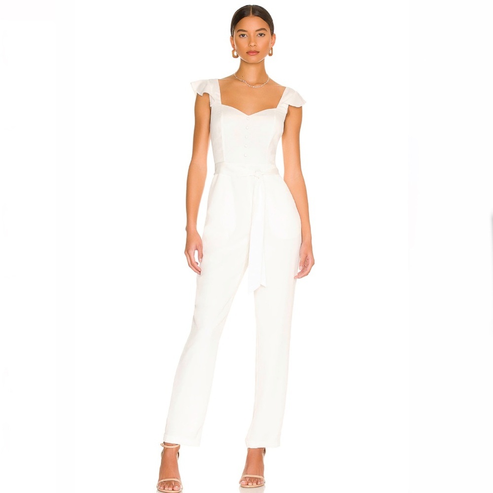 MORE TO COME Gloria Flutter Jumpsuit in White Size M
